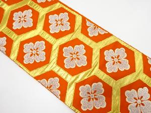 アンティーク　亀甲繋ぎに花模様織り出し袋帯（着用可）